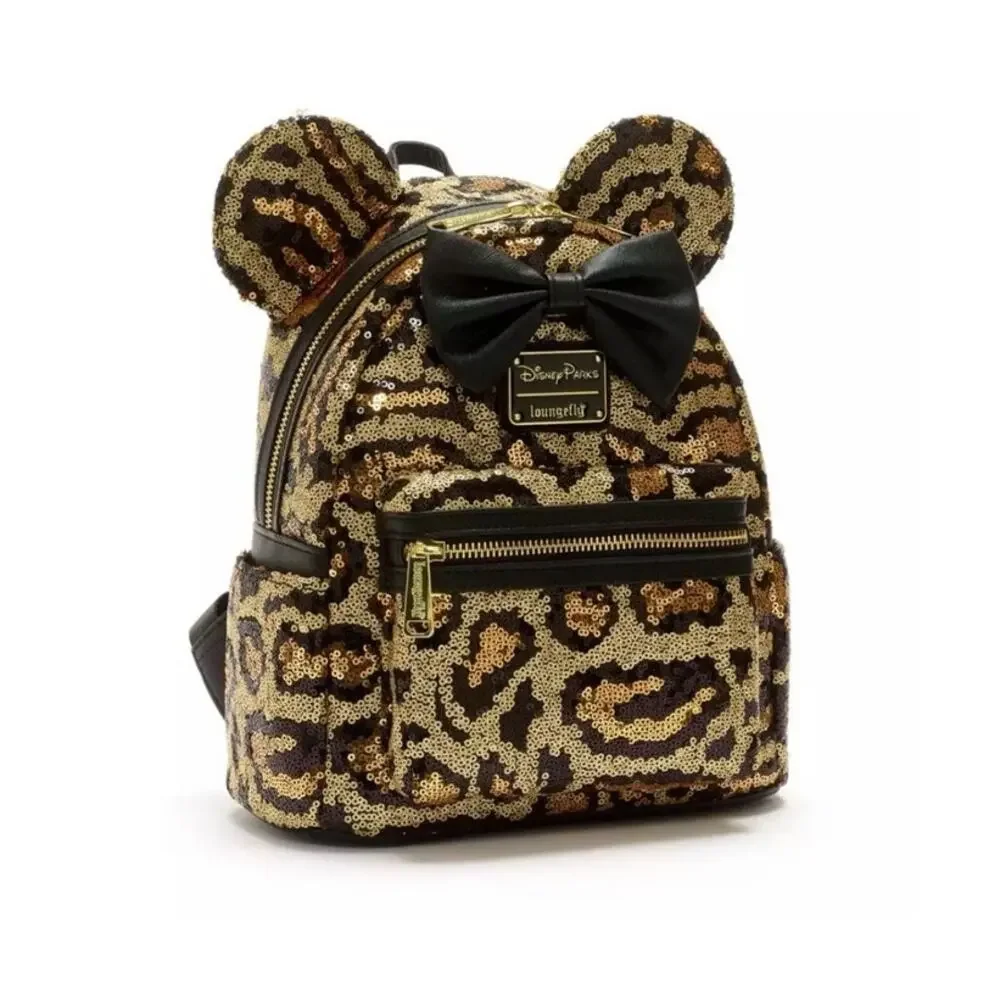 NEW Disney Loungefly Backpack Animal Kingdom Minnie Mouse Leopard Print Bag